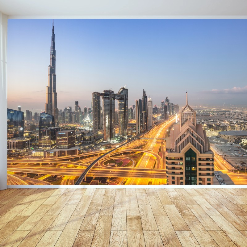 Fototapete skyline von Dubai bei dämmerung – Wallnifity®