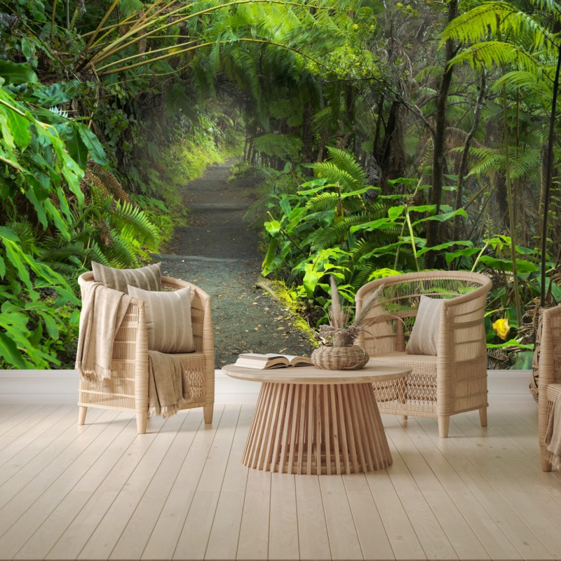 Fototapete üppiger regenwaldpfad im Kilauea Iki, Hawaii – Wallnifity®