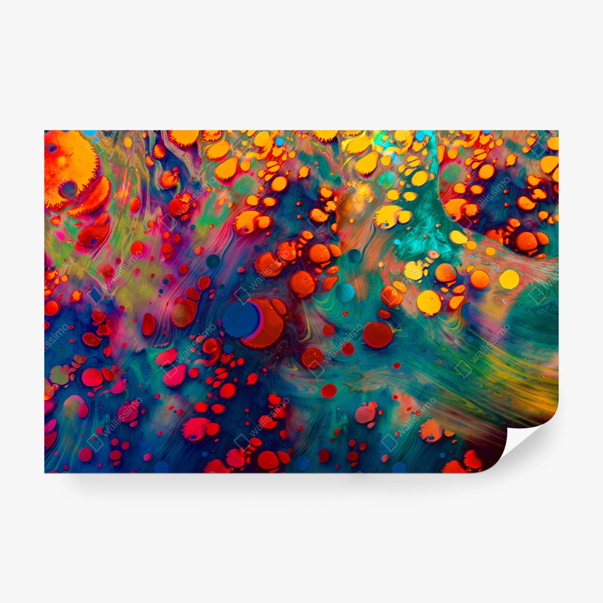 Fototapete lebendige türkis-orange marmorierte kunst – Wallnifity®