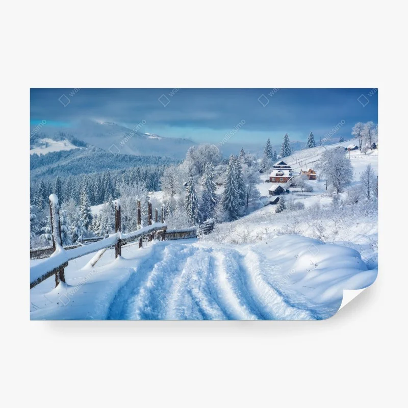 Fototapete winterweg zum alpendorf