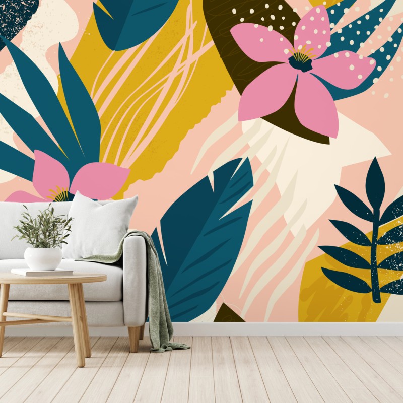 Fototapete tropisches abstraktes blumenmotiv – Wallnifity®