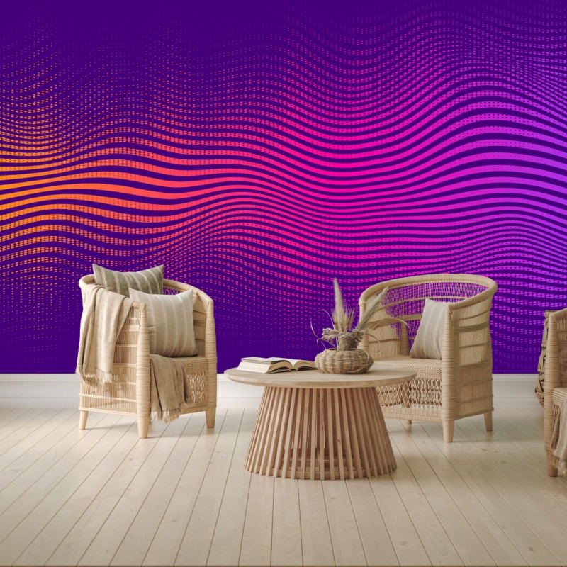 Fototapete leuchtendes verlauf-wellenmuster – Wallnifity®