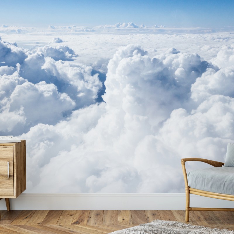 Fototapete blick von oben: sanfte wolken und blauer himmel – Wallnifity®