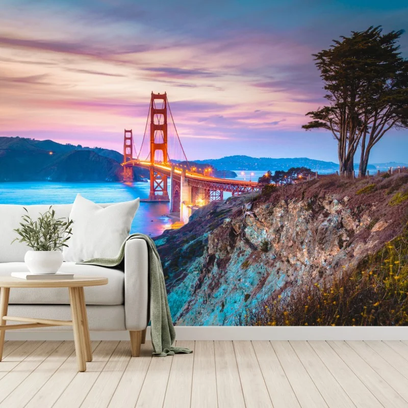 Fototapete Golden Gate Bridge bei dämmerung – Wallnifity®