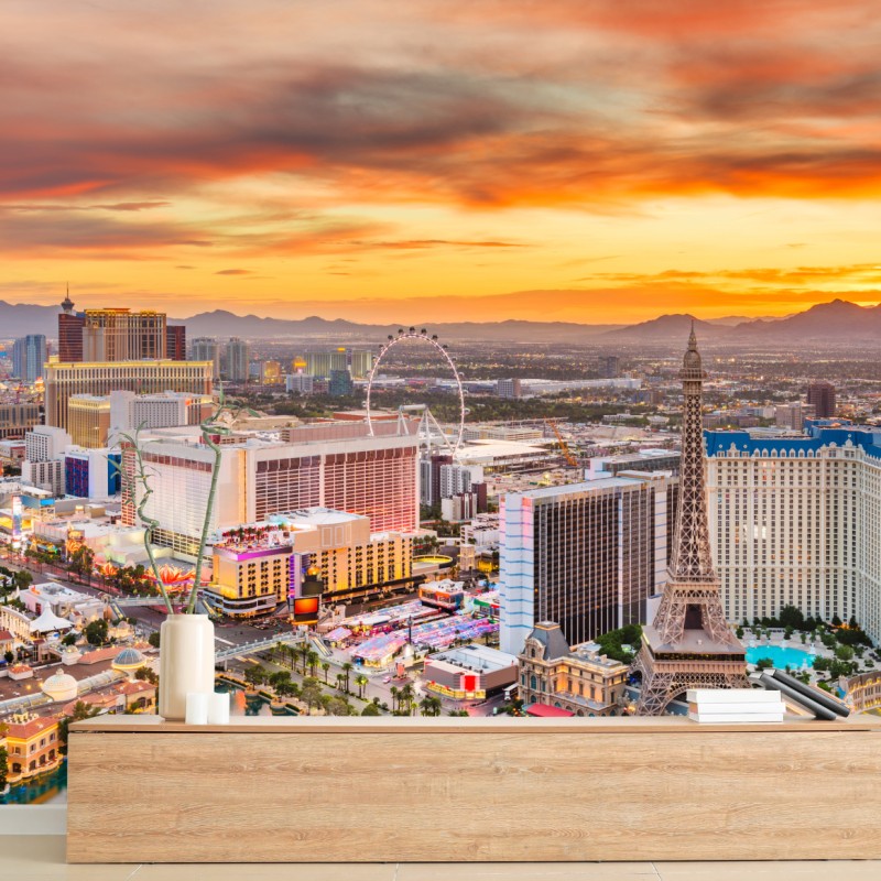Fototapete Las Vegas skyline bei sonnenuntergang – Wallnifity®