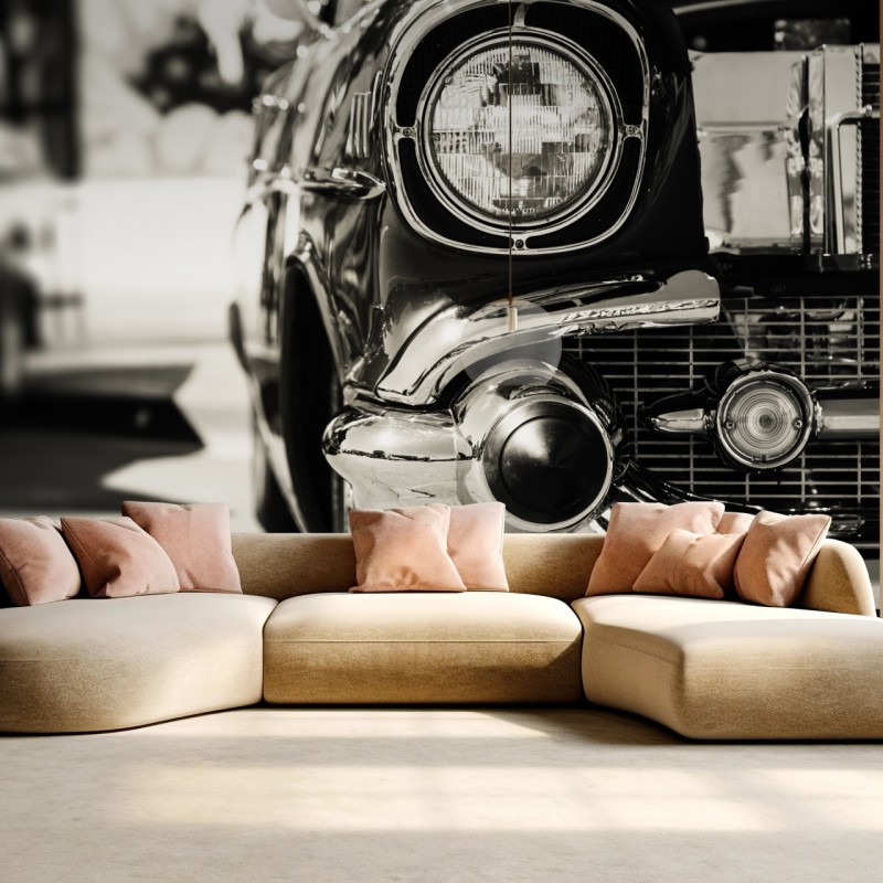 Fototapete vintage chrom klassisches auto nahaufnahme – Wallnifity®