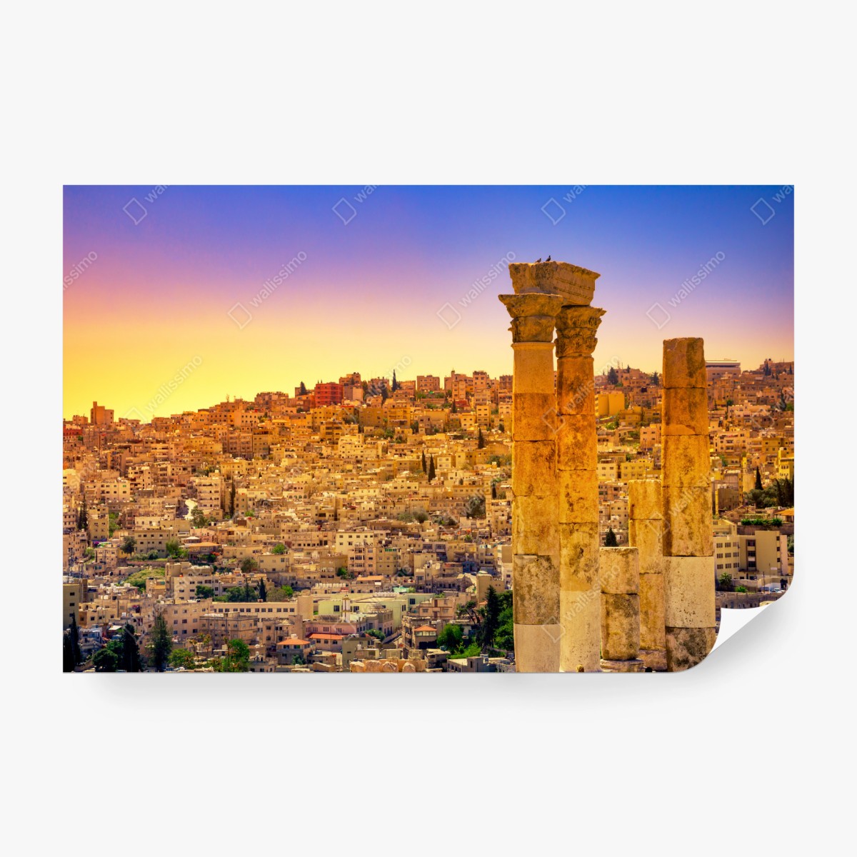 Fototapete goldene Amman skyline mit antiken säulen – Wallnifity®
