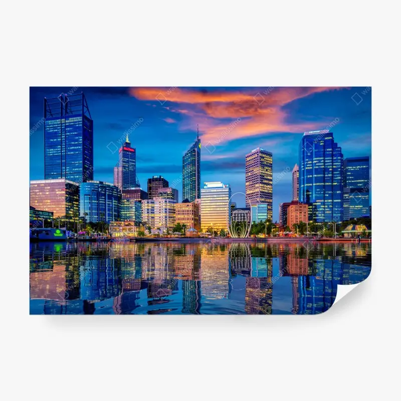 Fototapete Perth skyline bei sonnenuntergang