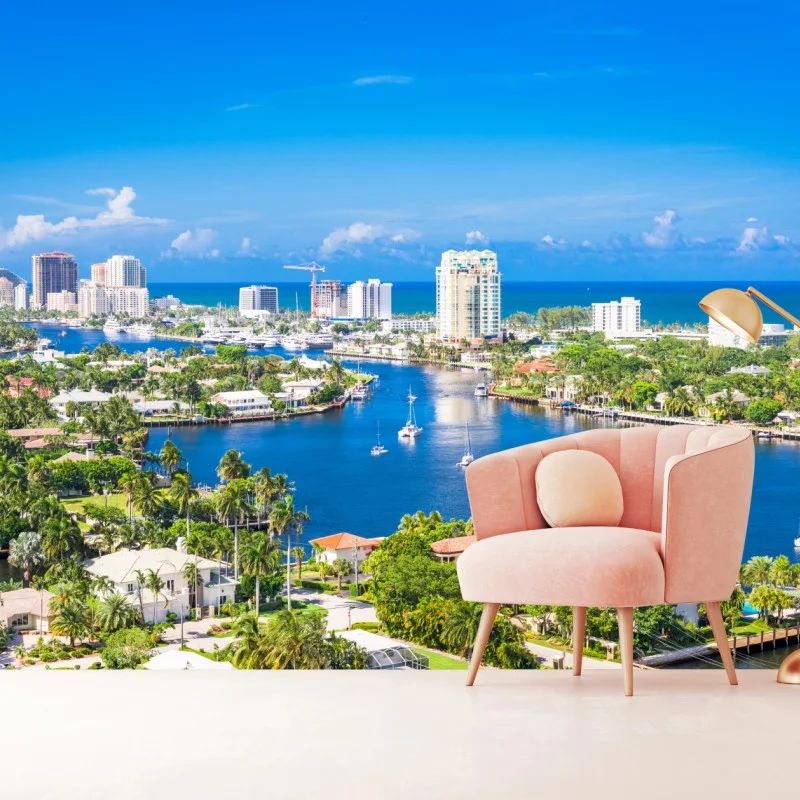 Fototapete Fort Lauderdale stadtskyline am meer