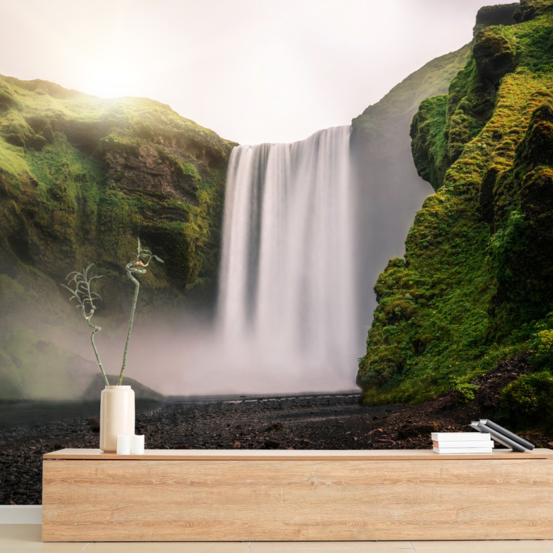 Fototapete majestätischer wasserfall Skogafoss – Wallnifity®