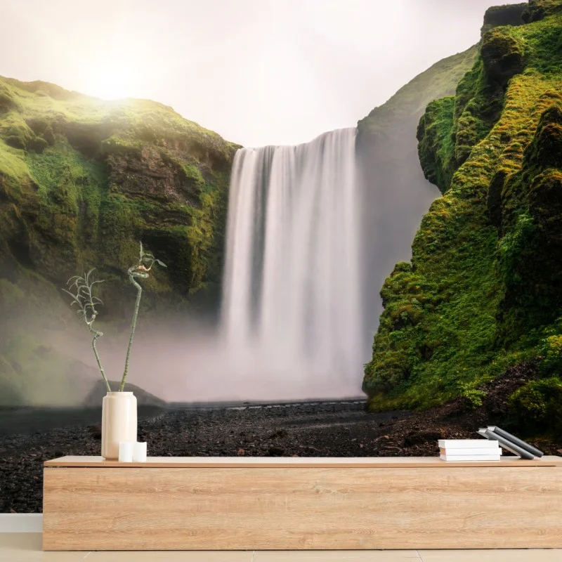 Fototapete majestätischer wasserfall Skogafoss