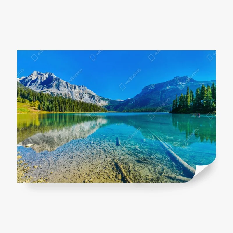Fototapete türkises alpensee mit bergreflexionen