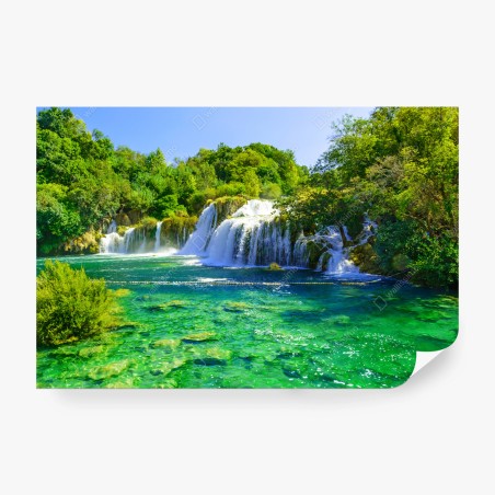 Fototapete smaragdgrüner wasserfall – Wallnifity®
