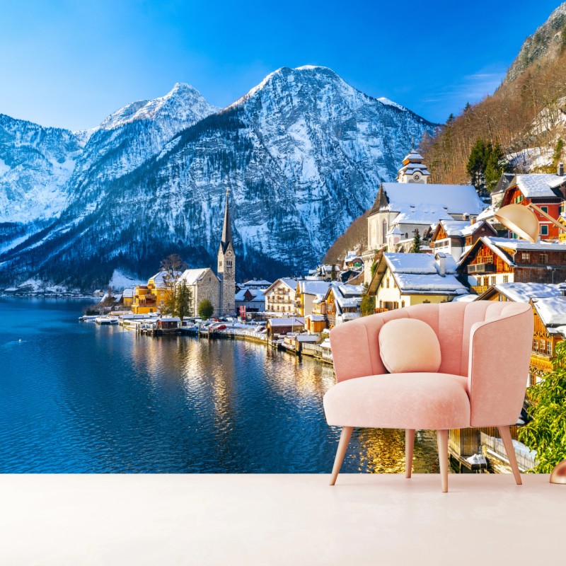 Fototapete winterruhe in Hallstatt — alpendorf am see – Wallnifity®