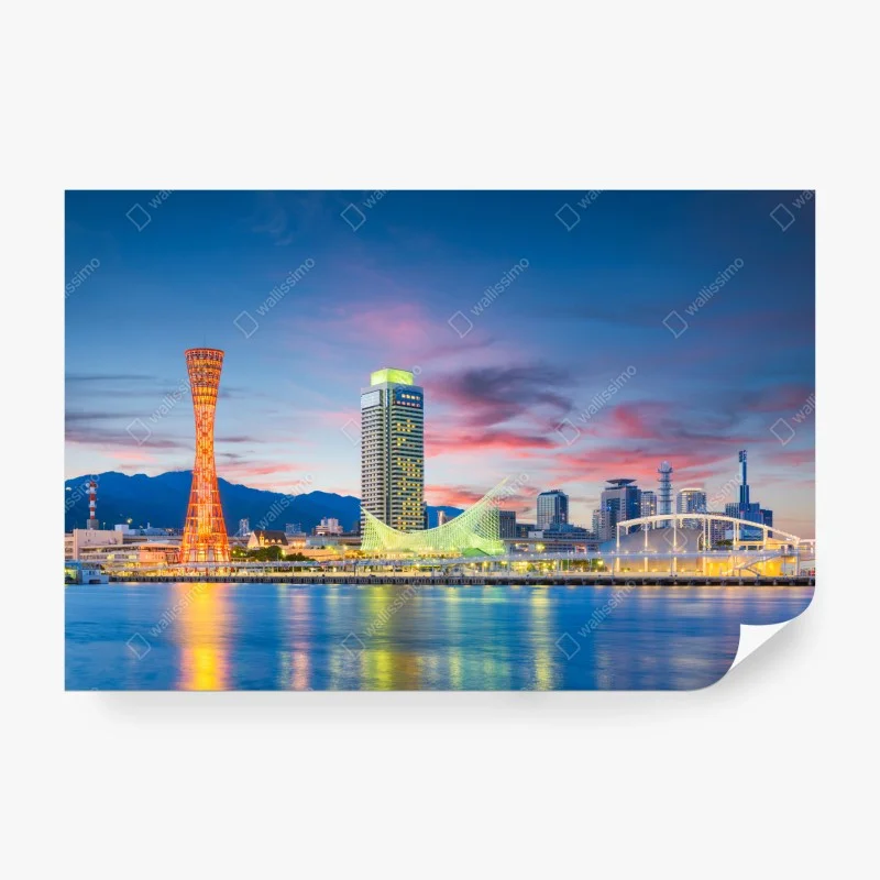 Fototapete Kobe skyline bei dämmerung