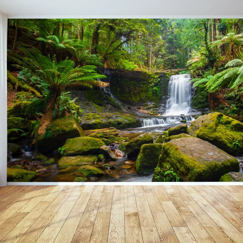 Fototapete üppiger waldwasserfall