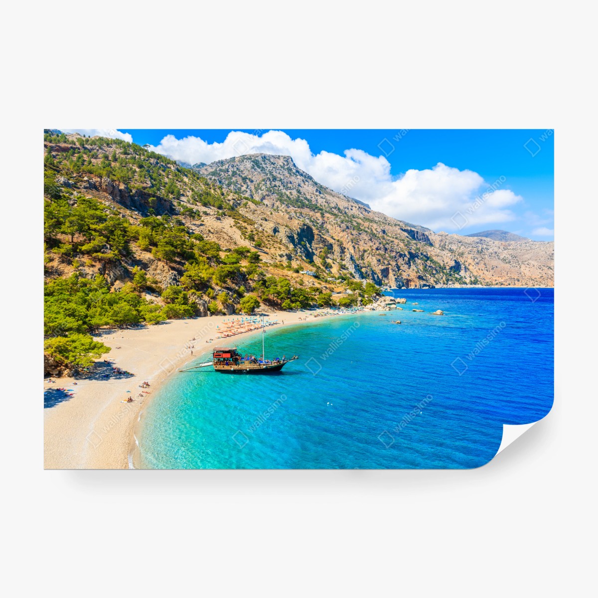 Fototapete segelboot am Apella strand, Karpathos – Wallnifity®