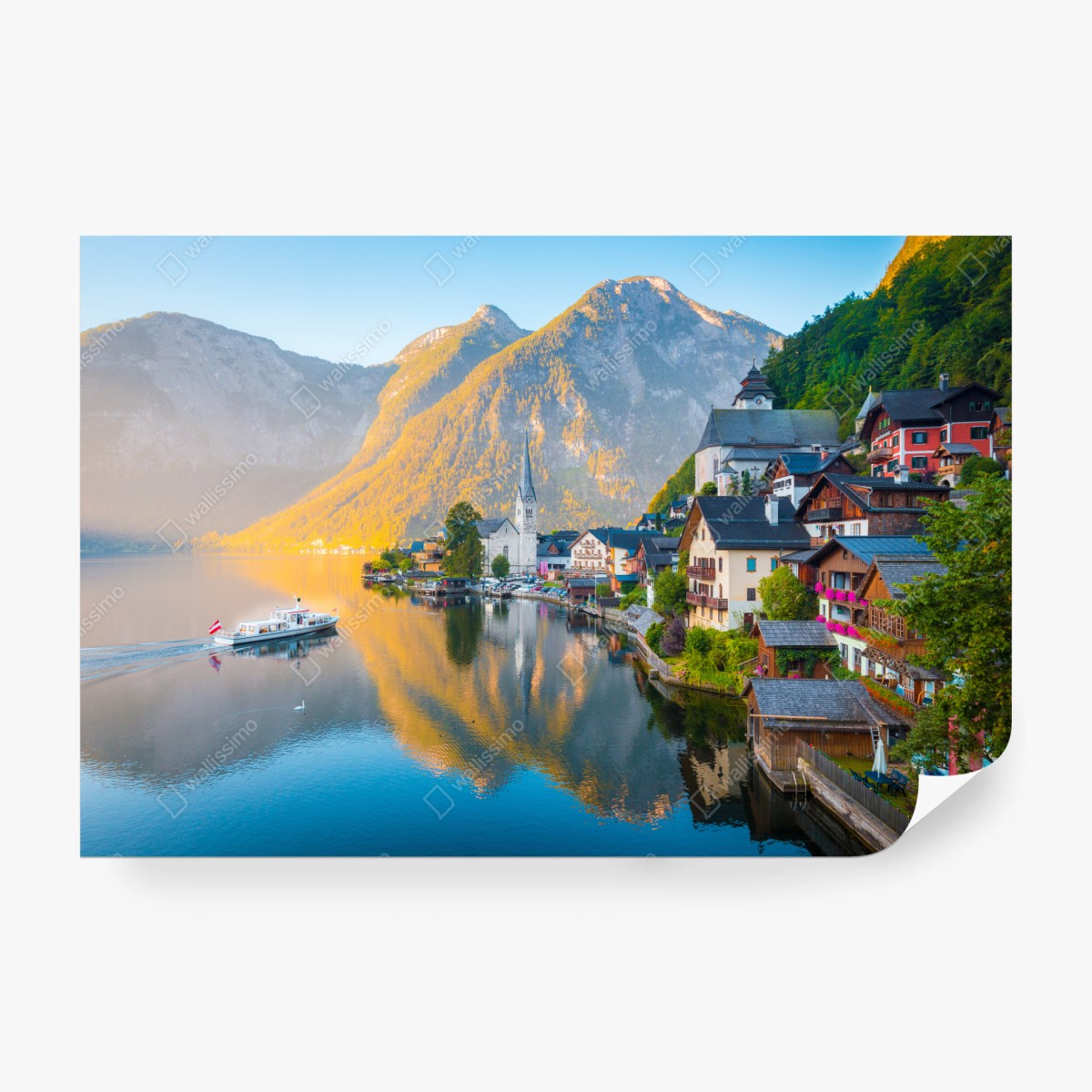 Fototapete morgendlicher lichtglanz über Hallstatt am see – Wallnifity®
