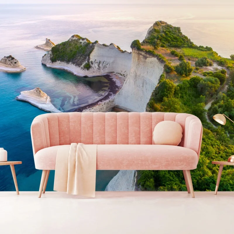 Fototapete luftaufnahme von klippen und türkisfarbenem meer – Wallnifity®