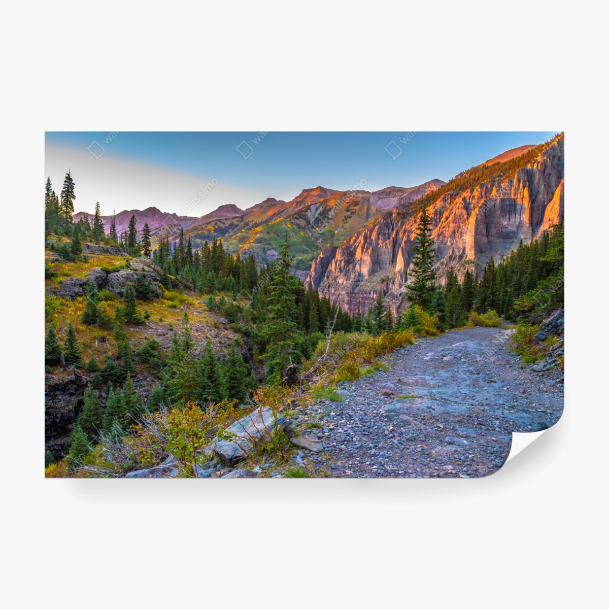 Fototapete alpiner wanderweg im sonnenuntergang – Wallnifity®