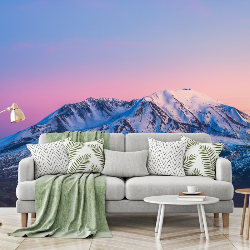 Fototapete sonnenuntergang über Mount St. Helens im winter – Wallnifity®