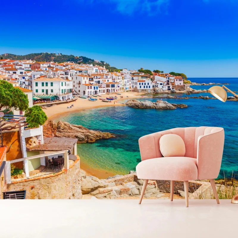 Fototapete sonniges mediterranes küstendorf