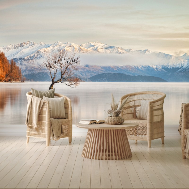 Fototapete einsamer baum am see Wanaka – Wallnifity®