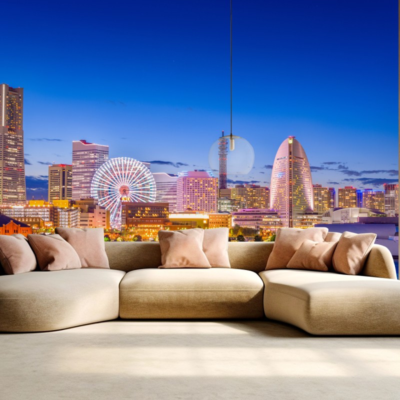 Fototapete Yokohama skyline bei dämmerung – Wallnifity®