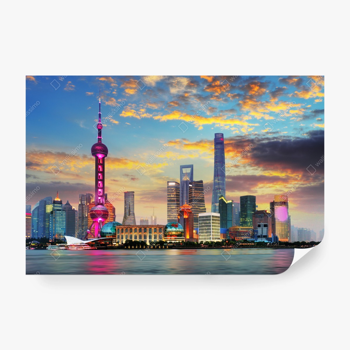 Fototapete Shanghai skyline bei sonnenuntergang – Wallnifity®