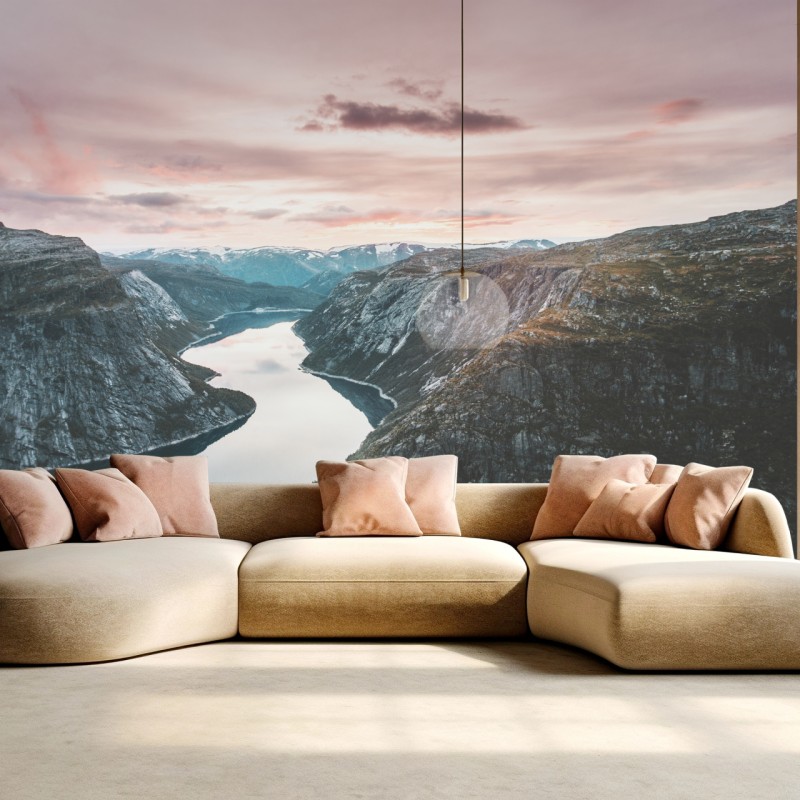 Fototapete ruhiger fjord bei sonnenuntergang – Wallnifity®