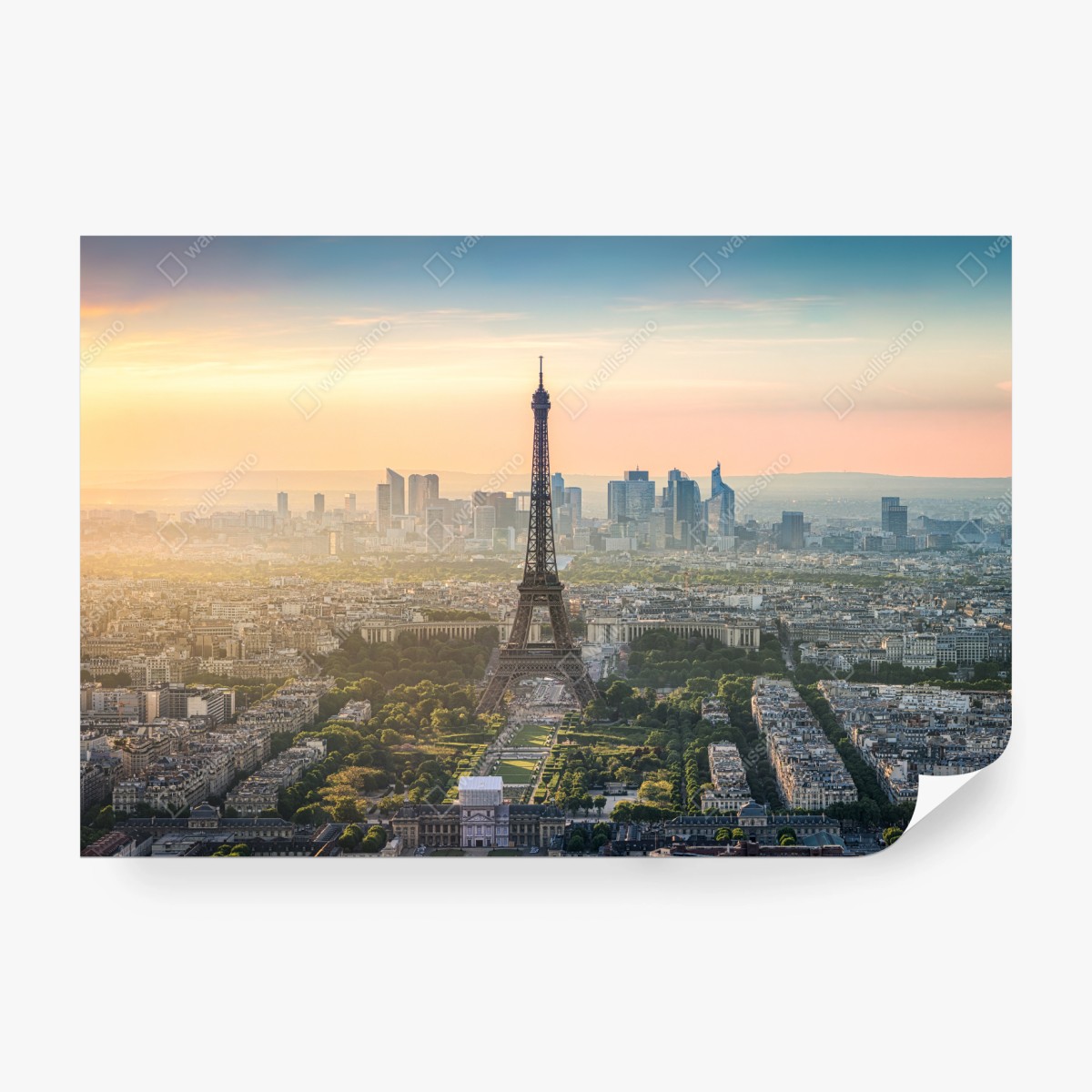 Fototapete Paris stadtbild bei sonnenuntergang mit dem Eiffelturm – Wallnifity®