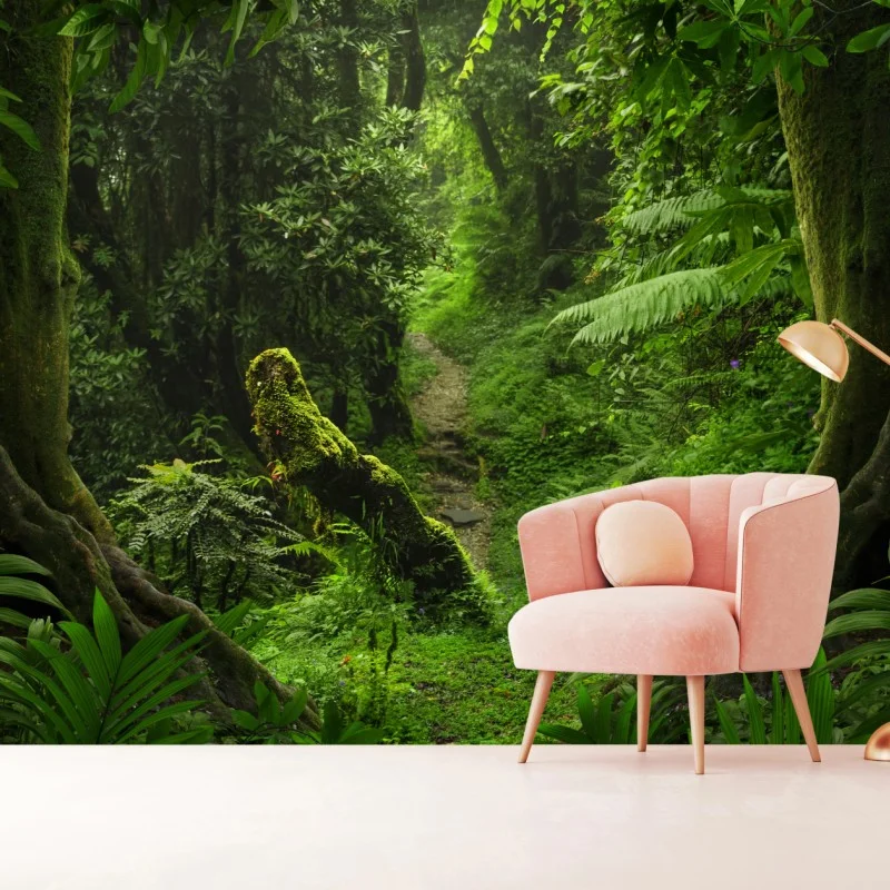 Fototapete verzauberter moosiger waldpfad – Wallnifity®