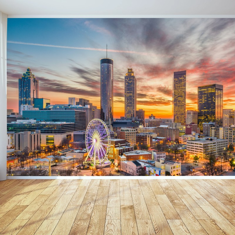 Fototapete Atlanta skyline bei sonnenuntergang – Wallnifity®