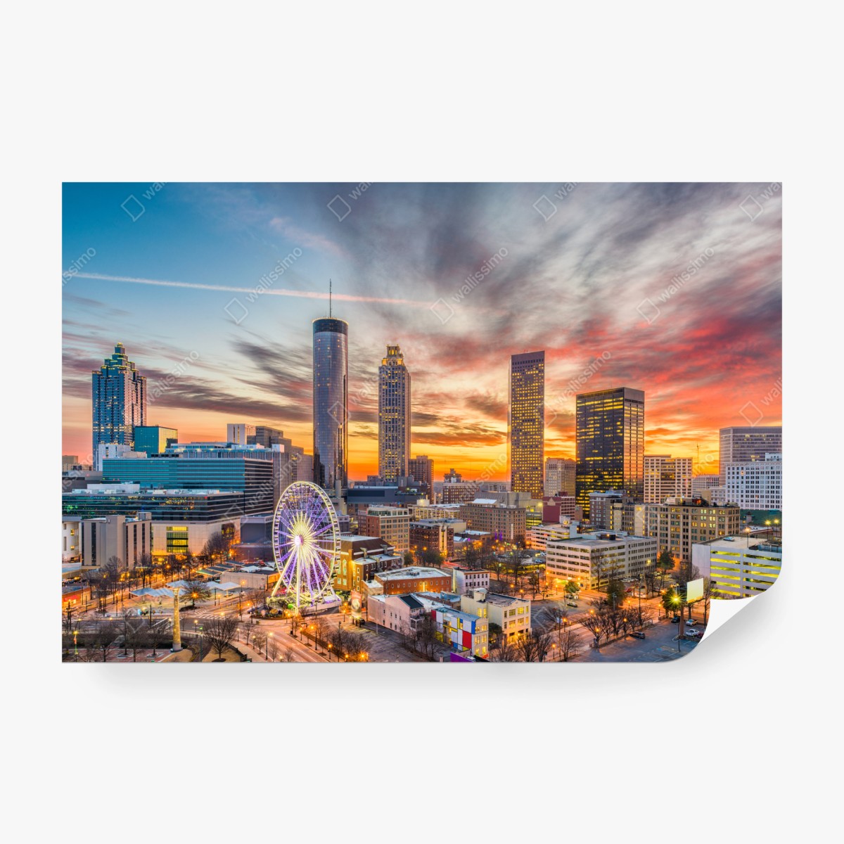 Fototapete Atlanta skyline bei sonnenuntergang – Wallnifity®