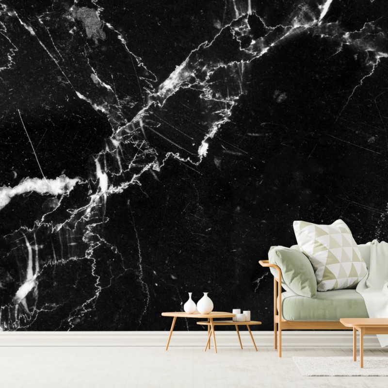 Fototapete schwarzer marmor mit adern – Wallnifity®