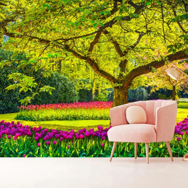 Fototapete bunter tulpengarten in Keukenhof