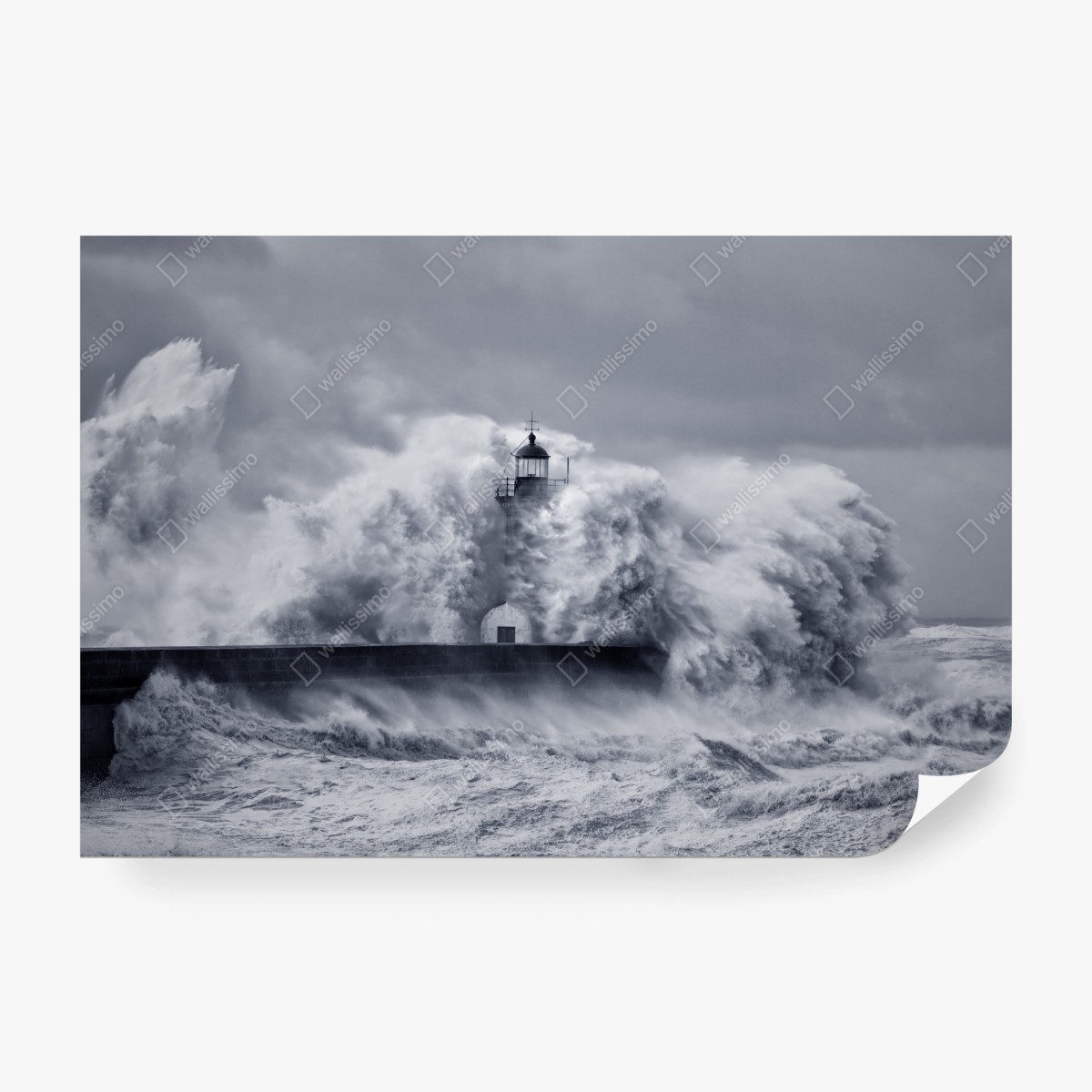 Fototapete leuchtturm von mächtigen wellen umgeben – Wallnifity®