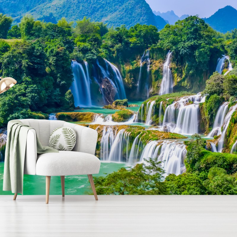 Fototapete smaragdgrüne kaskaden – Wallnifity®