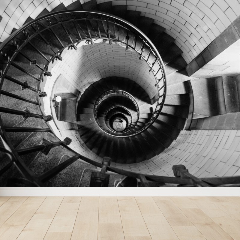 Fototapete spiraltreppe in monochromer perspektive – Wallnifity®