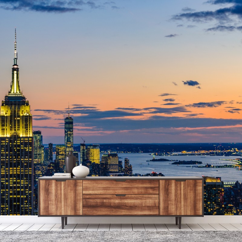 Fototapete New York skyline bei dämmerung – Wallnifity®