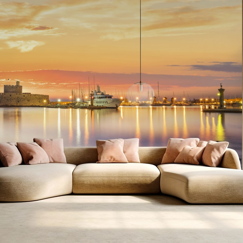 Fototapete festung Agios Nikolaos im Hafen Mandraki, Rhodos – Wallnifity®