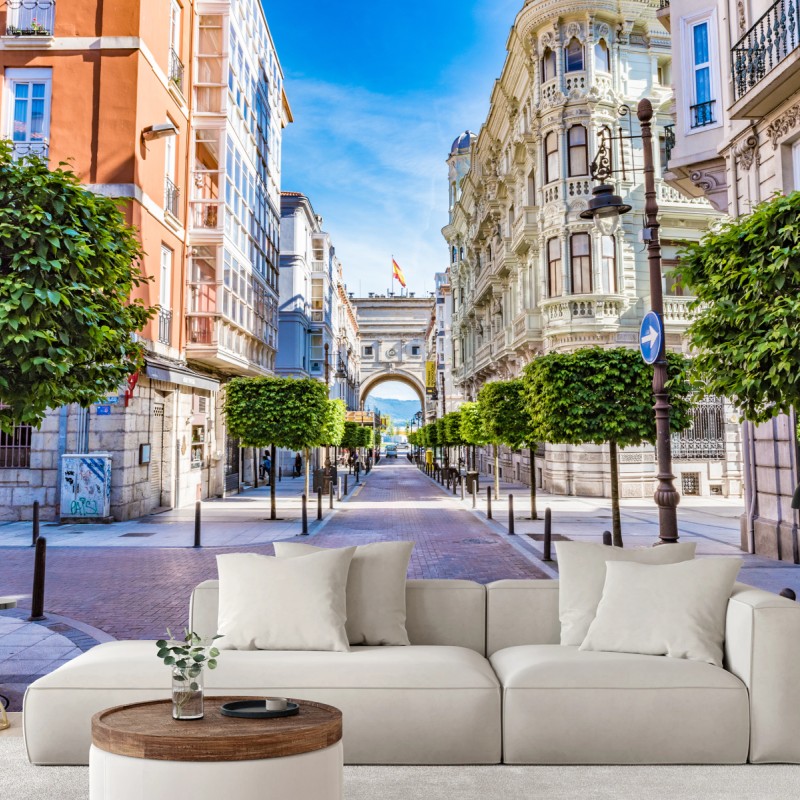 Fototapete Santander straße im stadtkern mit historischem bogen – Wallnifity®