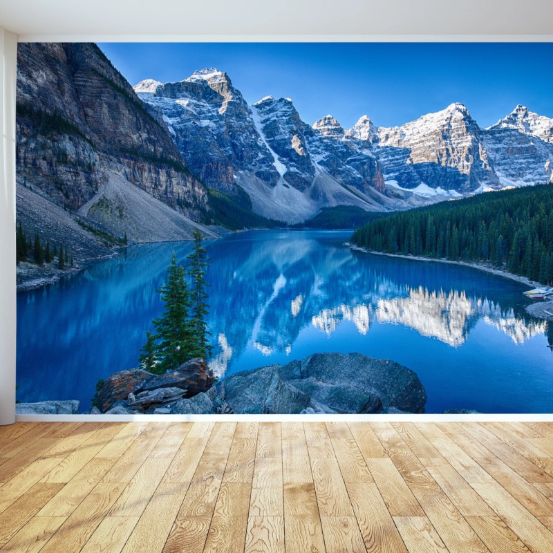 Fototapete ruhiger bergsee mit spiegelung – Wallnifity®