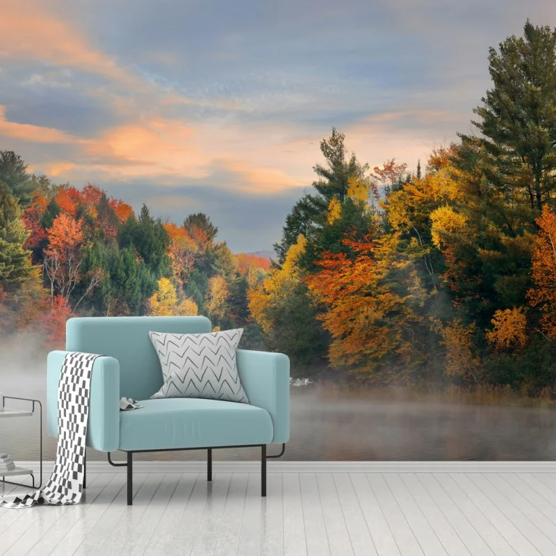 Fototapete nebliger herbstmorgen in Stowe – Wallnifity®