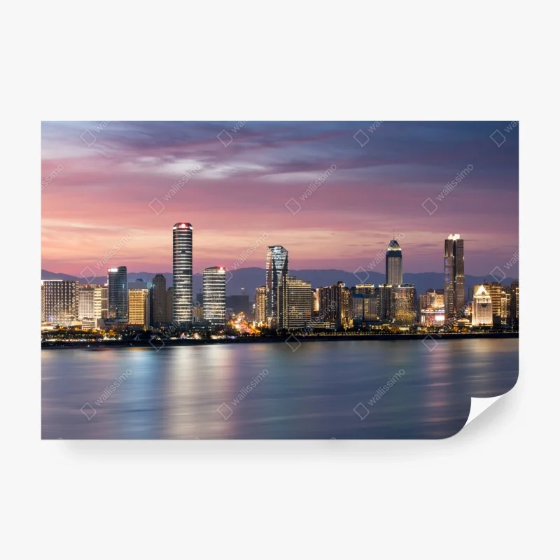 Fototapete ruhige stadtskyline bei dämmerung – Wallnifity® Fototapete ruhige stadtskyline bei dämmerung – Wallnifity®