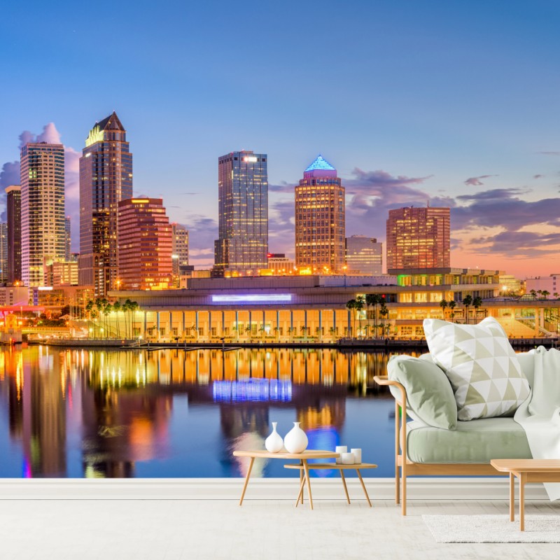 Fototapete Tampa skyline bei dämmerung – Wallnifity®