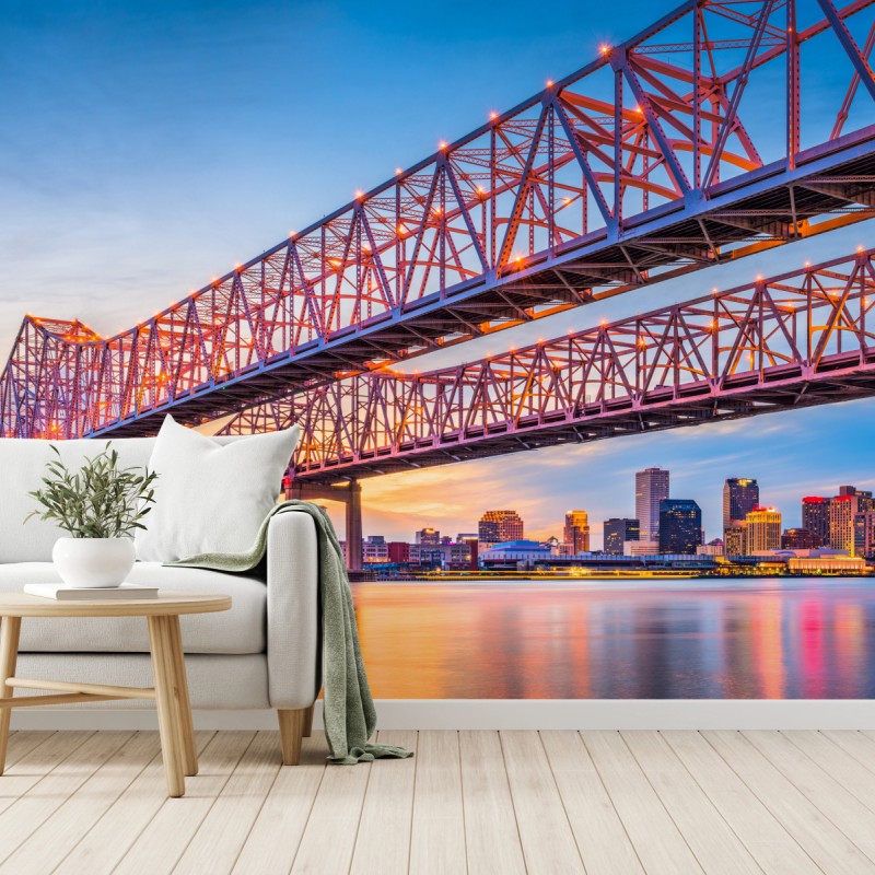 Fototapete Crescent City Connection brücke bei sonnenuntergang, New Orleans – Wallnifity®