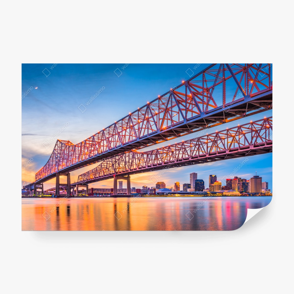 Fototapete Crescent City Connection brücke bei sonnenuntergang, New Orleans – Wallnifity®