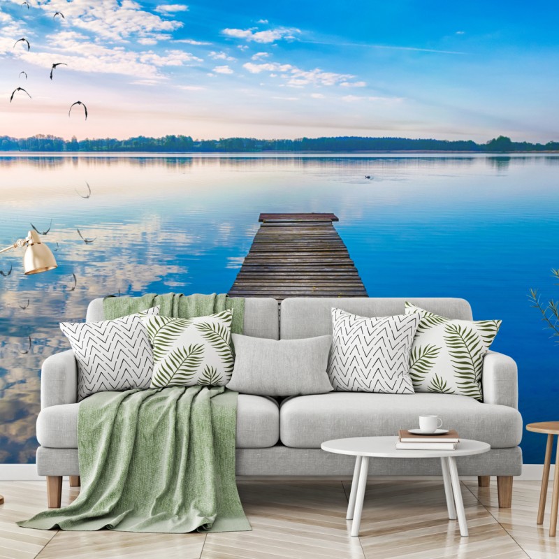 Fototapete ruhiger steg am See Selment Wielki, Masuren – Wallnifity®