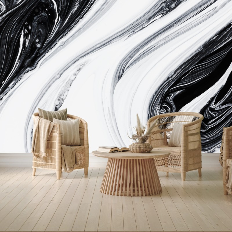 Fototapete monochromer marmorswirbel – Wallnifity®